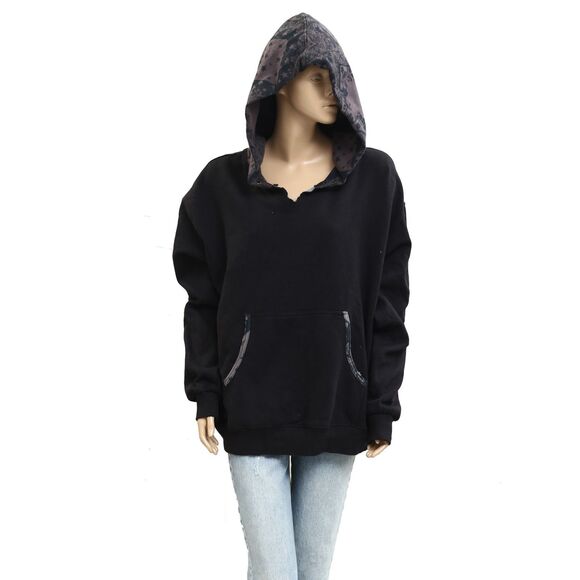 Free People Printed It's A Vibe Hoodie Sweatshirt Top Floral Oversized S 282972 - Picture 5 of 11